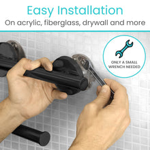 Load image into Gallery viewer, Metal Grab Bar With Toilet Paper Holder