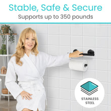 Load image into Gallery viewer, Metal Grab Bar With Toilet Paper Holder