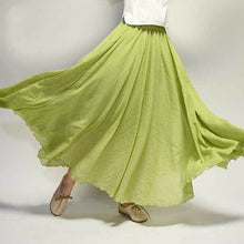 Load image into Gallery viewer, Solid Color Elastic Waist Linen Cotton Retro Ethnic Style Swing Skirt