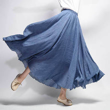 Load image into Gallery viewer, Solid Color Elastic Waist Linen Cotton Retro Ethnic Style Swing Skirt