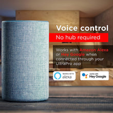 Load image into Gallery viewer, Ultrapro 7-Outlet Wi-Fi Surge Protector, Smart Power Strip, 3 Ft Cord, 3 Group Controlled Outlets, Works with Amazon Alexa & Google Home, 1440 Joules, Black, 55144