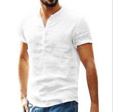 Load image into Gallery viewer, Collar Cotton Linen Shirts With Short Sleeves Shirt