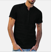 Load image into Gallery viewer, Collar Cotton Linen Shirts With Short Sleeves Shirt