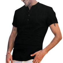 Load image into Gallery viewer, Collar Cotton Linen Shirts With Short Sleeves Shirt