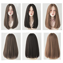 Load image into Gallery viewer, Mid-point Wig, Female Long Hair, Long Straight Hair, Net red, Mid-length Hair, Natural Face Trimming, No Bangs, Korean Style Full Headgear