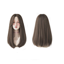 Load image into Gallery viewer, Mid-point Wig, Female Long Hair, Long Straight Hair, Net red, Mid-length Hair, Natural Face Trimming, No Bangs, Korean Style Full Headgear