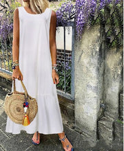 Load image into Gallery viewer, Cotton And Linen Round Neck Sleeveless Dress
