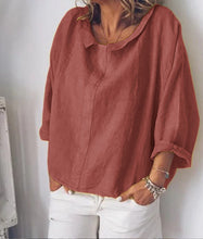 Load image into Gallery viewer, Fashion ZANZEA Women Lapel Neck Blouse Autumn Long Sleeve Shirt Casual Solid Blusas Femme Cotton Linen Tops Work Chemise Robe