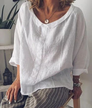 Load image into Gallery viewer, Fashion ZANZEA Women Lapel Neck Blouse Autumn Long Sleeve Shirt Casual Solid Blusas Femme Cotton Linen Tops Work Chemise Robe