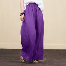 Load image into Gallery viewer, Cotton Linen Wide Legged Pants Women Loose Trousers