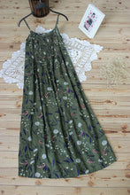 Load image into Gallery viewer, Cotton And Linen Print Sling Mid-length Dress