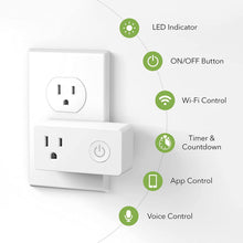 Load image into Gallery viewer, Wifi Heavy Duty Smart Plug Outlet, No Hub Required with Timer Function, White, Compatible with Alexa and Google Assistant, 2.4 Ghz Network Only (3 Pack)