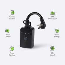 Load image into Gallery viewer, Outdoor Smart Wifi Plug Outlet, Heavy Duty Wi-Fi Timer with One Grounded Outlet, Wireless Remote Control by App Compatible with Alexa and Google Home Assistant 2.4 Ghz Only, ETL Listed (1 Pack)