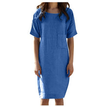 Load image into Gallery viewer, Cotton and linen solid color dress