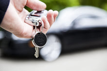 Load image into Gallery viewer, Key Finder Phone Finder Bluetooth Tracker with Replaceable Battery, 200 Feet Range, Amazon Alexa Integrated Skill, Stainless Steel, LED Light, Key Ring Included, Silver Platinum