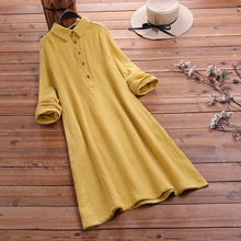 Load image into Gallery viewer, Cotton and linen long sleeve dress