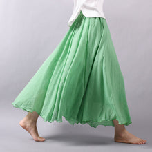 Load image into Gallery viewer, Solid Color Elastic Waist Linen Cotton Retro Ethnic Style Swing Skirt