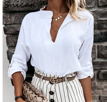 Load image into Gallery viewer, V-neck linen shirt