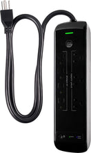 Load image into Gallery viewer, Ultrapro 7-Outlet Wi-Fi Surge Protector, Smart Power Strip, 3 Ft Cord, 3 Group Controlled Outlets, Works with Amazon Alexa & Google Home, 1440 Joules, Black, 55144