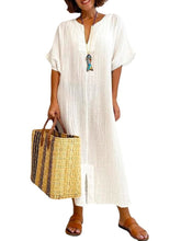 Load image into Gallery viewer, Women's Solid Cotton Casual Loose Dress