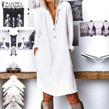 Load image into Gallery viewer, Cotton and linen long sleeve dress