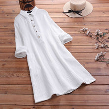 Load image into Gallery viewer, Cotton and linen long sleeve dress