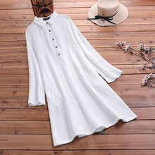 Load image into Gallery viewer, Cotton and linen long sleeve dress