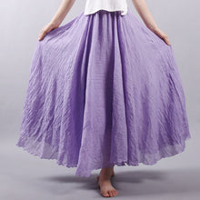 Load image into Gallery viewer, Solid Color Elastic Waist Linen Cotton Retro Ethnic Style Swing Skirt