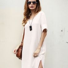 Load image into Gallery viewer, Fashion Solid Cotton And Linen Dress
