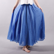 Load image into Gallery viewer, Solid Color Elastic Waist Linen Cotton Retro Ethnic Style Swing Skirt