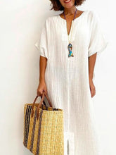 Load image into Gallery viewer, Women's Solid Cotton Casual Loose Dress