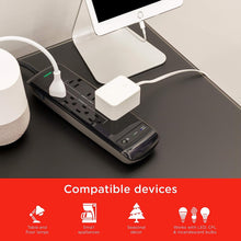 Load image into Gallery viewer, Ultrapro 7-Outlet Wi-Fi Surge Protector, Smart Power Strip, 3 Ft Cord, 3 Group Controlled Outlets, Works with Amazon Alexa & Google Home, 1440 Joules, Black, 55144