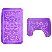 Load image into Gallery viewer, 3D Embossed Bathroom Bath Mat Set Toilet Carpet Rug Flannel Non-Slip Toilet Rug Bathroom Shower Room Rug Floor Mats