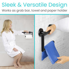 Load image into Gallery viewer, Metal Grab Bar With Toilet Paper Holder
