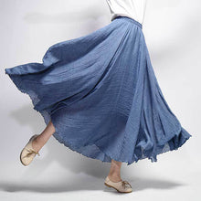 Load image into Gallery viewer, Solid Color Elastic Waist Linen Cotton Retro Ethnic Style Swing Skirt
