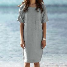 Load image into Gallery viewer, Cotton and linen solid color dress
