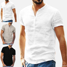 Load image into Gallery viewer, Collar Cotton Linen Shirts With Short Sleeves Shirt
