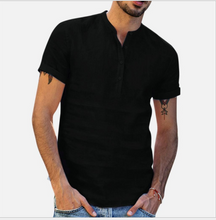 Load image into Gallery viewer, Collar Cotton Linen Shirts With Short Sleeves Shirt
