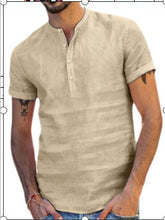 Load image into Gallery viewer, Collar Cotton Linen Shirts With Short Sleeves Shirt
