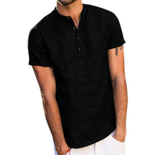 Load image into Gallery viewer, Collar Cotton Linen Shirts With Short Sleeves Shirt
