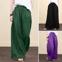 Load image into Gallery viewer, Cotton Linen Wide Legged Pants Women Loose Trousers
