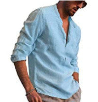 Load image into Gallery viewer, Cotton And Linen Long Sleeved Men&#39;s Casual Shirts Men&#39;s Tops
