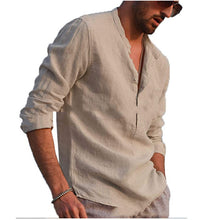 Load image into Gallery viewer, Cotton And Linen Long Sleeved Men&#39;s Casual Shirts Men&#39;s Tops
