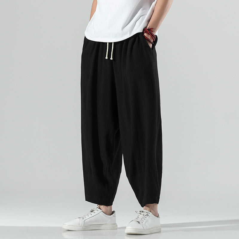 Loose Straight-leg Cotton And Linen Pants