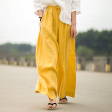 Load image into Gallery viewer, Cotton Linen Wide Legged Pants Women Loose Trousers
