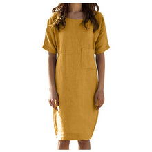 Load image into Gallery viewer, Cotton and linen solid color dress
