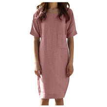 Load image into Gallery viewer, Cotton and linen solid color dress
