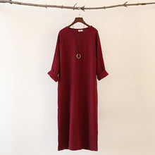 Load image into Gallery viewer, Simple Texture Of Red Cotton And Linen Dress
