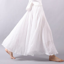 Load image into Gallery viewer, Solid Color Elastic Waist Linen Cotton Retro Ethnic Style Swing Skirt
