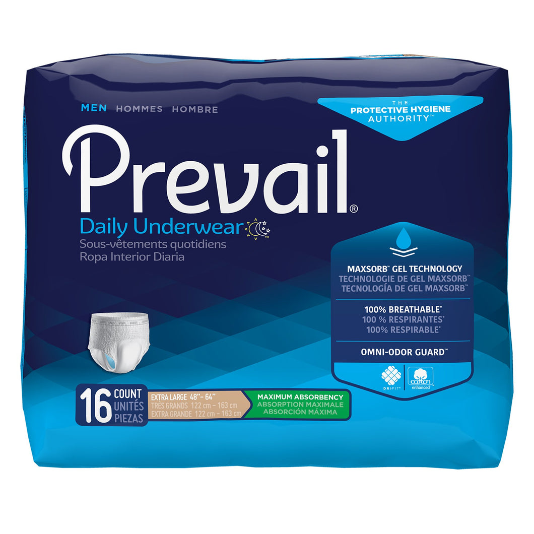 Prevail® Daily Underwear Maximum Absorbent Underwear, Extra Large -- QTY: BG/16